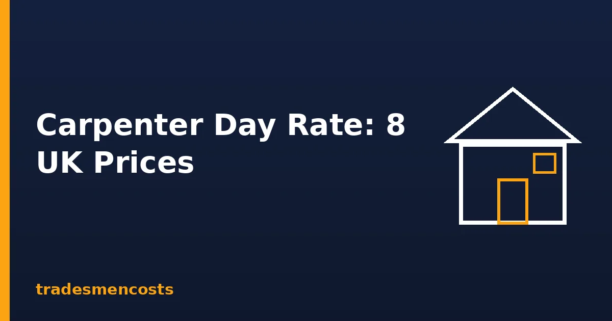 Graphic with the words Carpenter Day Rate Eight UK Joinery Prices Explained